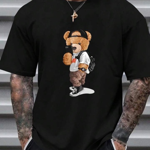 Other - Pajama set NWOT Men’s black shorts and T with Teddy selfie size S